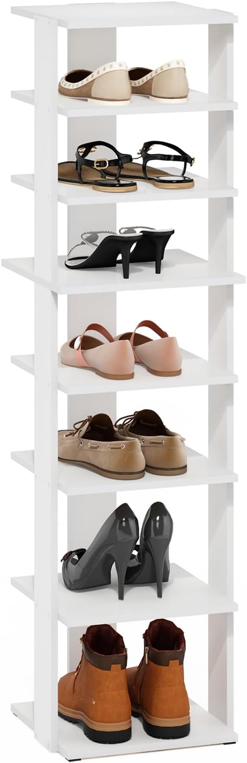Furinno Compact Vertical Shoe Rack, 8-Tier Narrow Shoe Organizer, Free Standing by Furinno-FitsYourSpaceFitsYourBudget