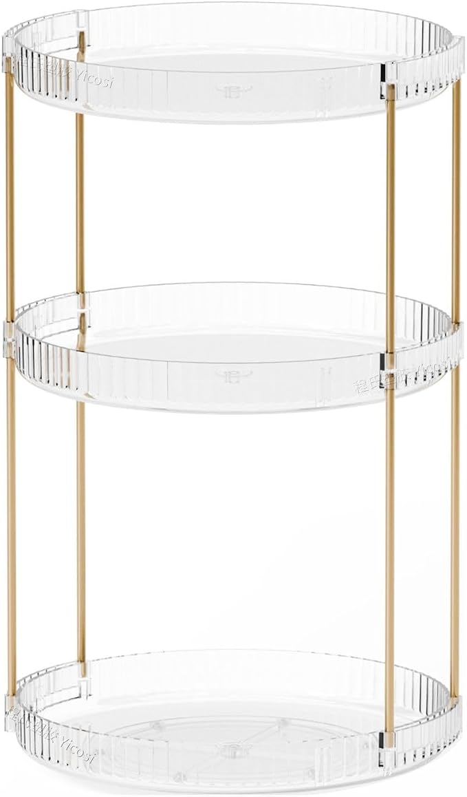 Yieach Acrylic 360 Rotating Makeup Organizer and Perfume Organizer, 3 Tier Make - Image 8