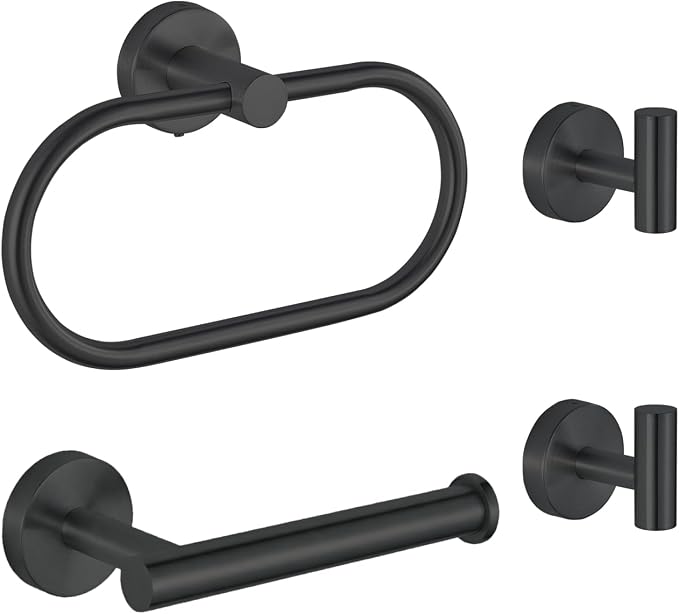 Bathroom Hardware Set Includes Towel Ring, Toilet Paper Holder and 2 Towel Hooks by Eolax