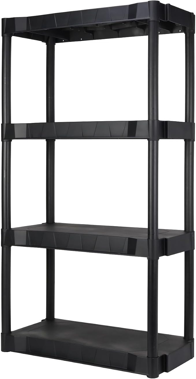 4-Shelf Plastic Shelving Unit 35.2 x 76.2 x 142.7 cm, Tool-Free Assembly - Image 3