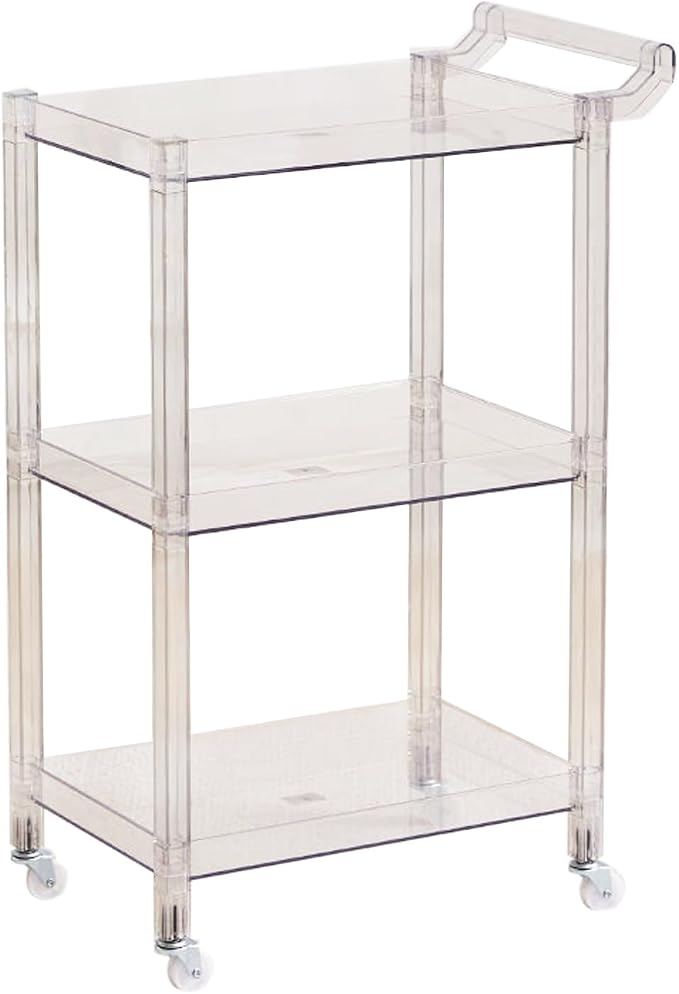 Acrylic Utility Rolling Cart, 3-Tier Clear Acrylic Storage Cart by Dachsy