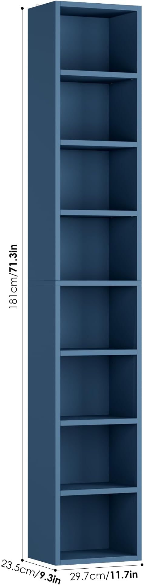 FOTOSOK Bookshelf Bookcase 8-Tier Narrow Bookshelf Tall CD Media Tower Rack | - Image 3