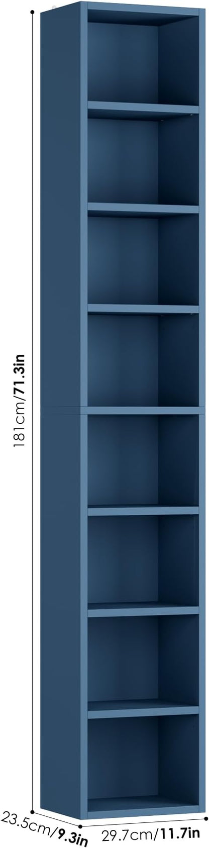 FOTOSOK Bookshelf Bookcase 8-Tier Narrow Bookshelf Tall CD Media Tower Rack | - Image 3