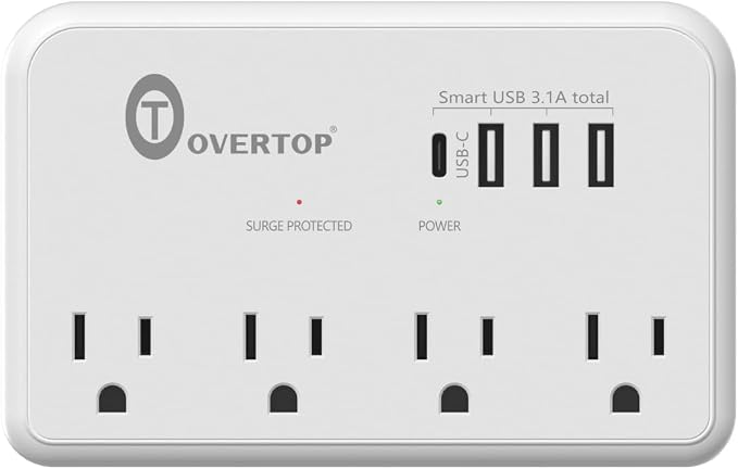 Overtop Wall Outlet Extender Surge Protector by OVERTOP
