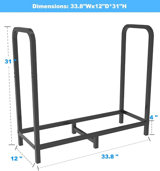 2.8ft Firewood Rack Holder, Adjustable Heavy Duty Fire Log Stacker Stand - Image 3
