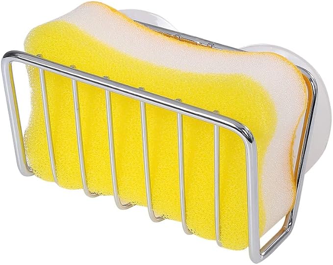 Toplife Sponge Holder for Kitchen Sink, Stainless Steel Suction Cup Sponge Caddy - Image 2