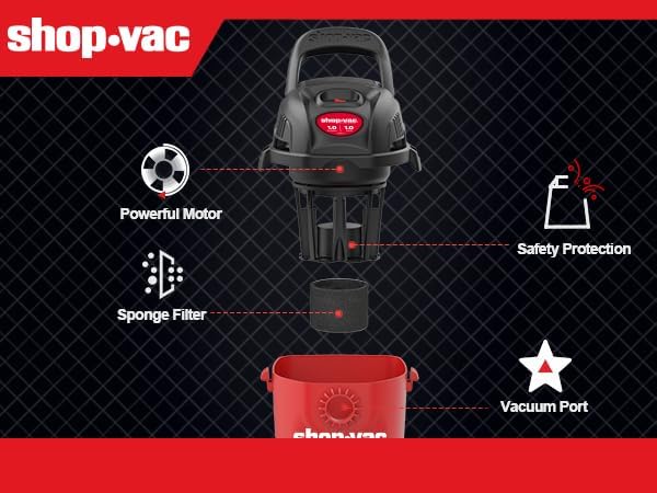 Shop-Vac 2021000 1 Gallon 1 Peak Wet/Dry Vac, Portable Compact Micro Vacuum - Image 4