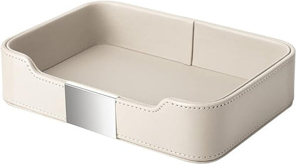 SANZIE Luxury Leather Tray Desktop Storage Catchall Organizer Decorative Tray by SANZIE