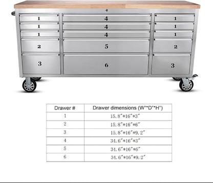 2 Pack - 72" Stainless Steel Rolling Tool Chest - Image 3