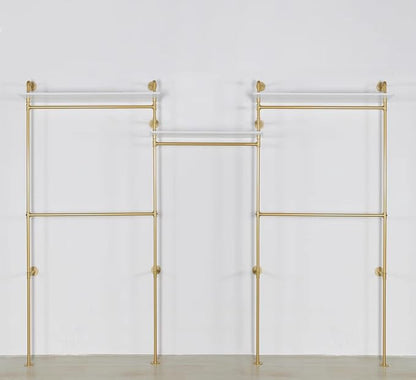 Industrial Pipe Clothing Rack Wall Mounted 5 Hanging Rods Garment Bar - Image 2