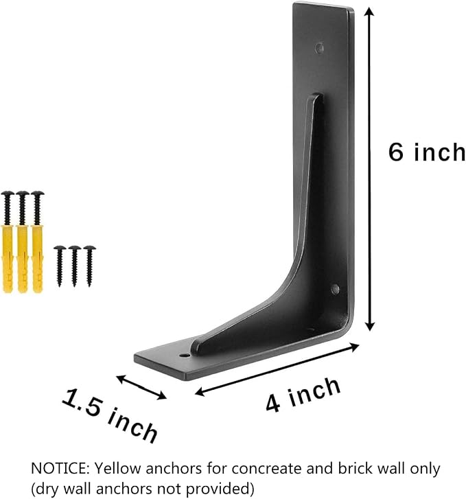 6"x 4"Shelf Bracket, L Shelf Brackets, max Load 300lbs, Premium Alloy Metal - Image 2