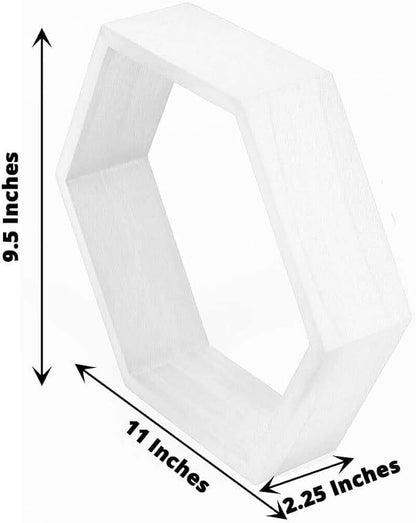 Efavormart 2 Pack | 9" Hexagon Whitewashed Wood Centerpiece, Geometric Terrarium - Image 3