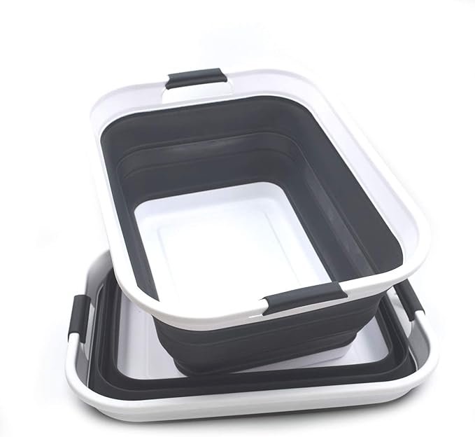 SAMMART 42L Set of 2 Collapsible Plastic Laundry Basket-Foldable Pop Up Storage - Image 3