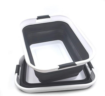 SAMMART 42L Set of 2 Collapsible Plastic Laundry Basket-Foldable Pop Up Storage - Image 3