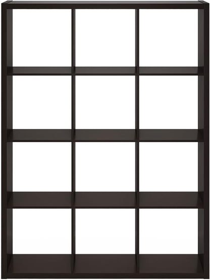Furinno Cubicle 12-Cube Book Shelf, Extra Thick Frame Bookshelf, Dark Oak | - Image 10