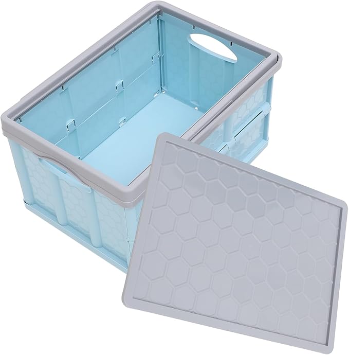 Collapsible Storage Bins with Lids, Folding Plastic Stackable Utility Crates 30L - Image 8