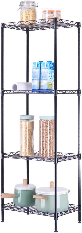 FOXHOLE 4-Tier Wire Shelving Unit Black Metal Storage Rack 17.72" W x 11.81" D by Unknown