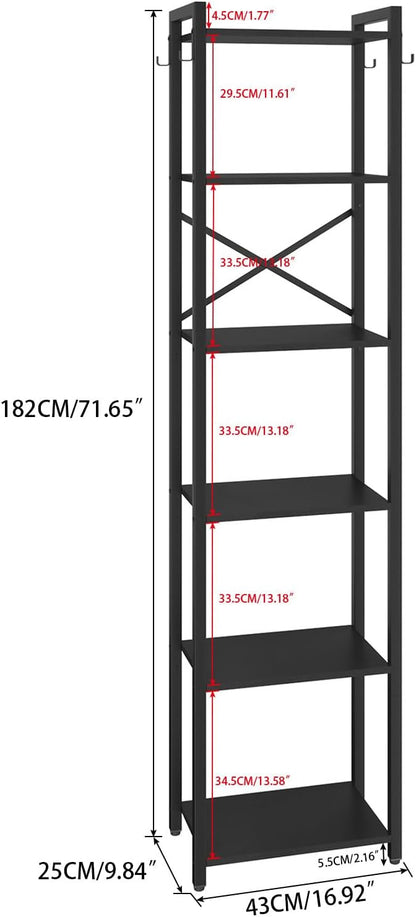 YMYNY Bookshelf, 6-Tier Ladder Shelf Organizer, Narrow Shelving Unit, Corner - Image 3