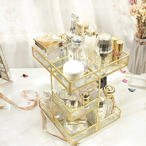 4-Tier Golden 360 Degree Rotation Cosmetic Organizer -Premium Spinning Perfume - Image 5