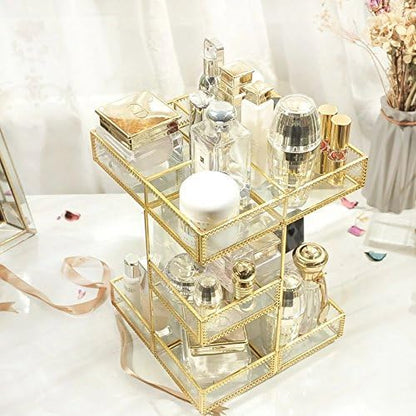 4-Tier Golden 360 Degree Rotation Cosmetic Organizer -Premium Spinning Perfume - Image 5