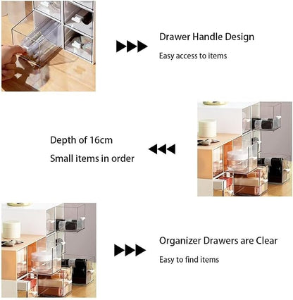 Desk Drawer Organizer with 3 Drawers, Plastic Clear Tea Bag Organizer, - Image 4