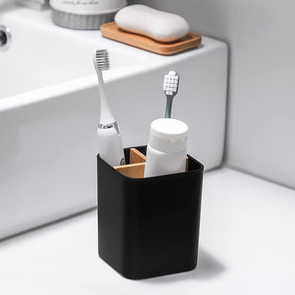 Bamboo Toothbrush Holder for Bathrooms, 3 Slots Toothbrush and Toothpaste - Image 3