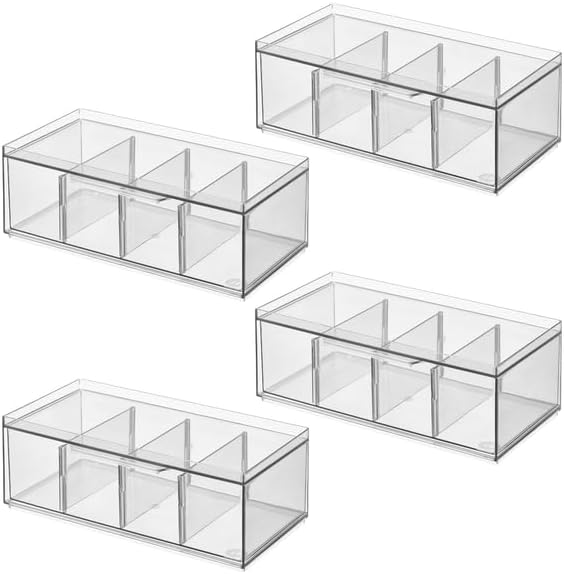 iDesign XL Tea Bag Organizer, 4-Section Clear Stackable, Storage Drawer - Image 9