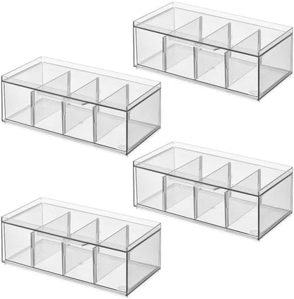 iDesign XL Tea Bag Organizer, 4-Section Clear Stackable, Storage Drawer - Image 9