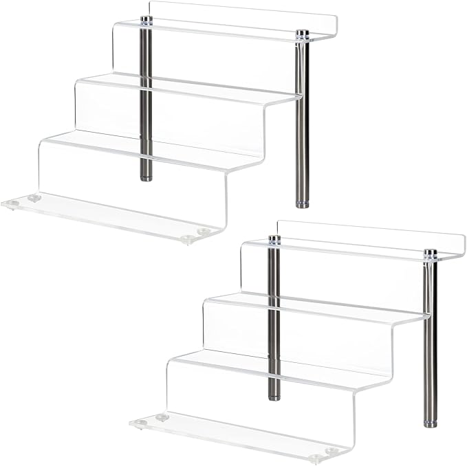 Acrylic Riser Shelf 4 Tier Clear Display Stand - Image 3