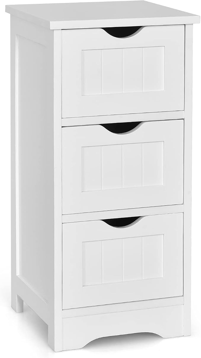 Tangkula Floor Cabinet with 3 Drawers Wooden Storage Cabinet by TANGKULA