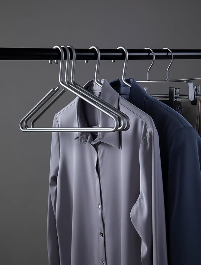 Premium Matte Titanium Gray Aluminum Coat Hangers 10 Piece Set, 16.5” Extra - Image 2
