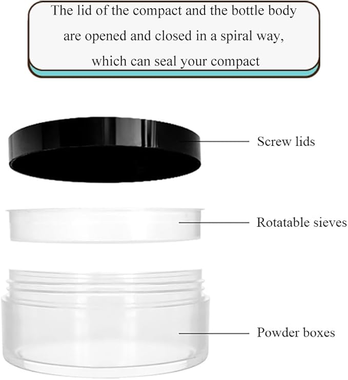 HAHIYO 2Pcs 20ml/0.68oz Plastic Empty Travel Compact Case Makeup Cosmetic Jar - Image 3