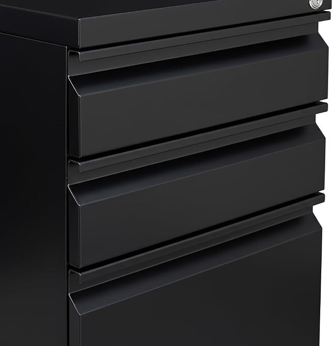 Black Metal 3-Drawer Mobile File Cabinet - Image 6