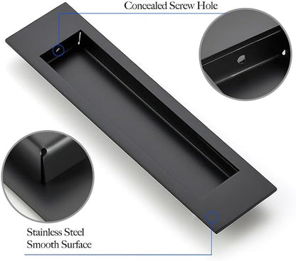 Ravinte 4 Pack Black Sliding Closet Door Handles Black Flush Pulls 8 inch - Image 4