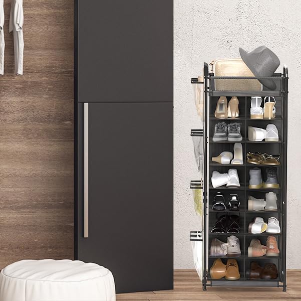 Simple Houseware 16 Cube Shoe Stand Tower Rack 8 Tier, Dark Gray | Top Shelf - Image 6