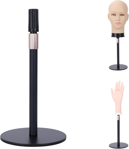 Adjustable Wig Head Stand – Matte Black Metal, Works by LightMay