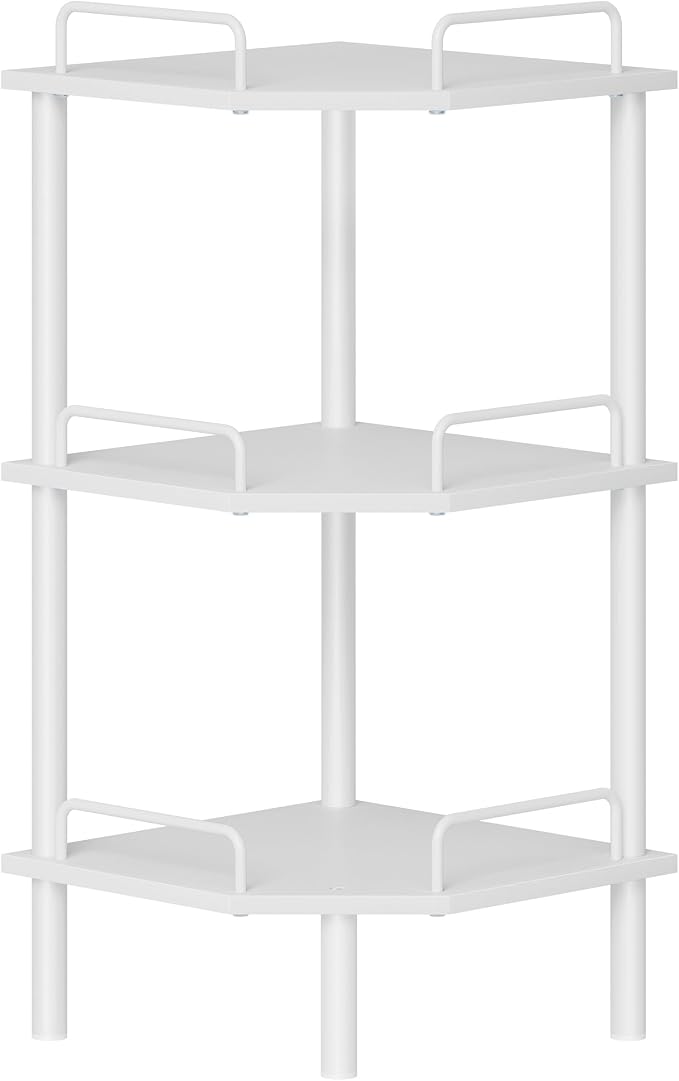 Tajsoon 3 Tier Corner Shelf Stand, Standing Corner Shelf Unit, Industrial Short by Tajsoon
