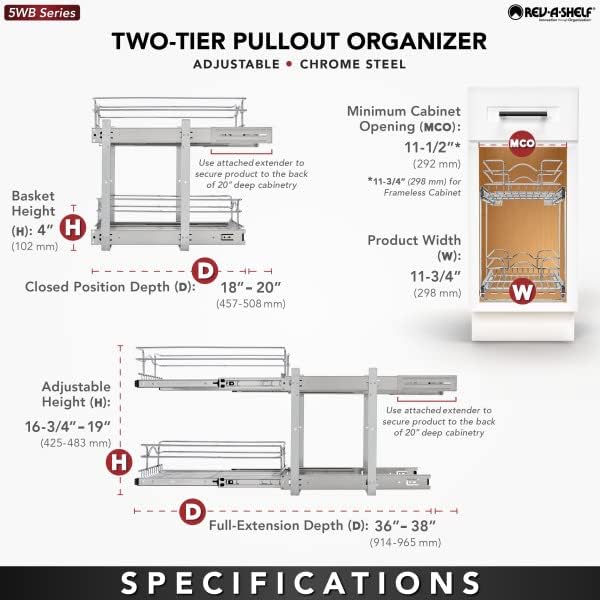 Rev-A-Shelf 2-Tier Kitchen Cabinet Pullout Shelf and Drawer Organizer Slide Out - Image 5