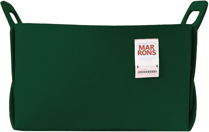 Collapsible Felt DEEPGREEN Storage Bin Large 14.6"x9.4"x9.4" – Foldable Basket by MARRONS