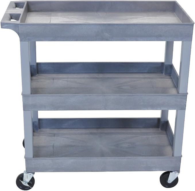 Luxor 32" x 18" Tub Storage Cart 3 Shelves – Gray - Image 4