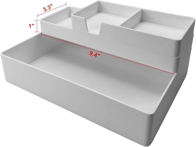 Amazon Basics Rectangular Plastic Desk Organizer, Half Accessory Tray - Image 2