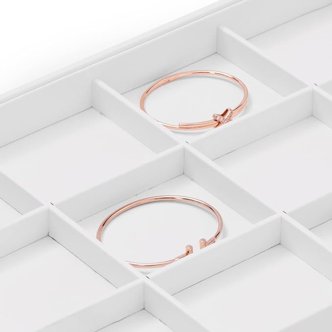 Oirlv Premium White Leather Stackable Jewelry Tray 12 Grid Jewelry Drawer - Image 6