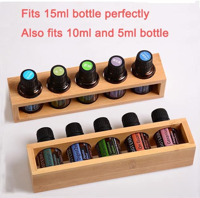 Natural Bamboo Essential Oils Storage Rack fits 15ml bottles 1 Tier Tabletop - Image 2