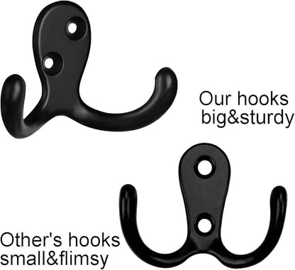 IBosins 28 Pack Heavy Duty Double Prong Coat Hooks Wall Mounted - Image 3