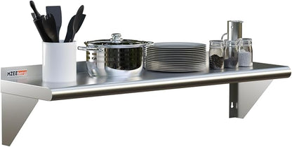 Stainless Steel Wall Mounted Shelf 14x48 inches 4ft, Commercial Food Service by HZEEMFGKitchenArt