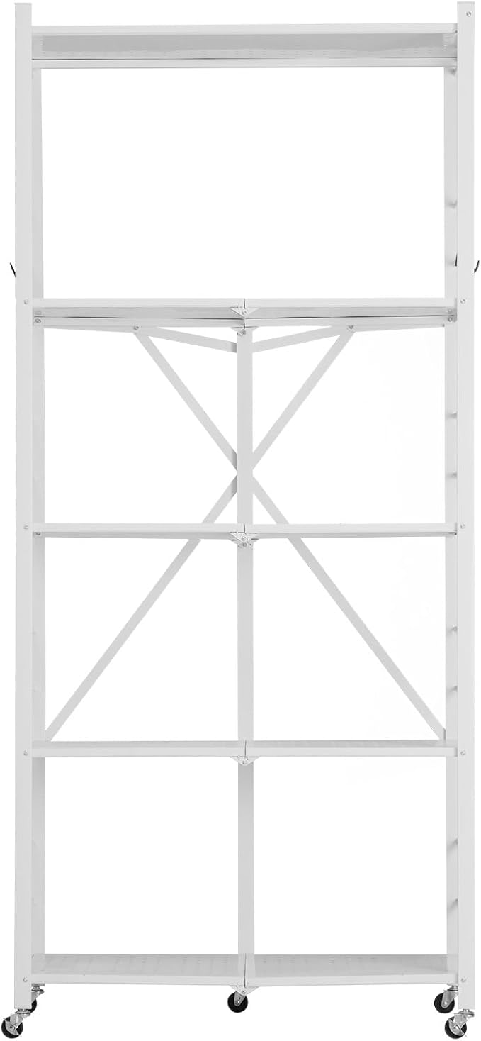 VEVOR 5-Tier Foldable Storage Shelf, 32W x 14D x 72H Inch Folding Metal Rack - Image 9