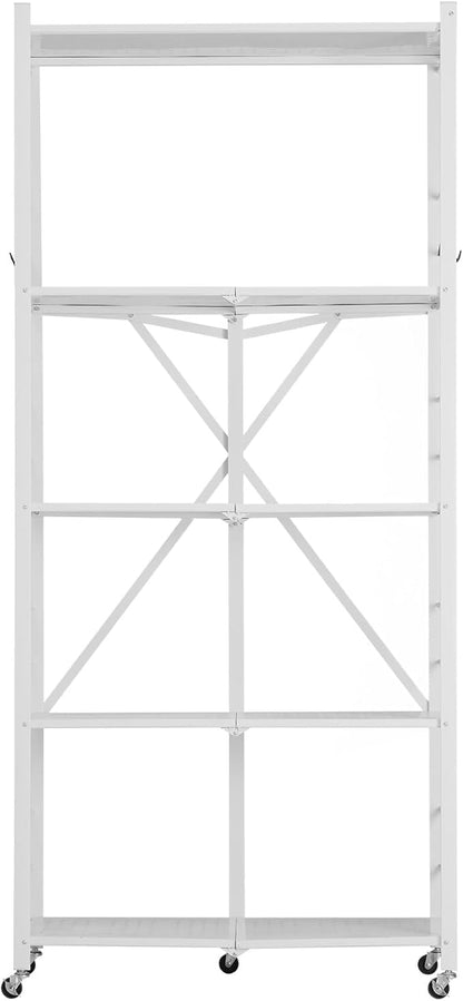 VEVOR 5-Tier Foldable Storage Shelf, 32W x 14D x 72H Inch Folding Metal Rack - Image 9