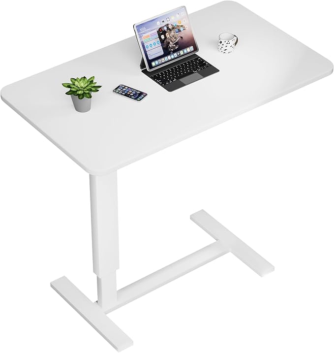 Overbed Bedside Table with Wheels, Adjustable Hospital Over Bed Table, Rolling by NIUTN
