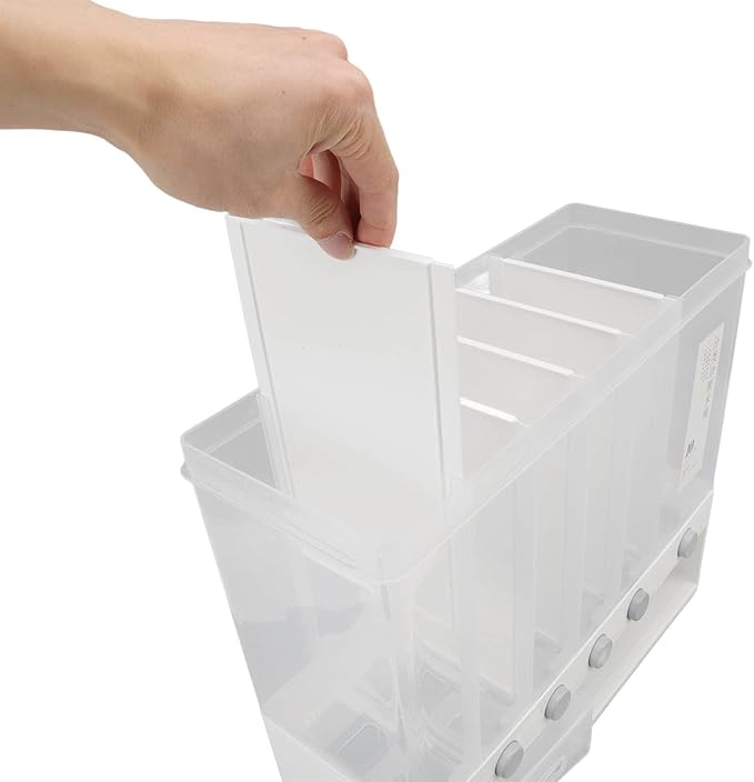 Acouto Wall Mounted Cereal Dispenser 10L Rice Dispenser Wall Mounted 6 Grid - Image 3