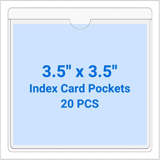 20 PCS Clear Self Adhesive Plastic Label Pockets, Top Loading Business & by Kvatr-X
